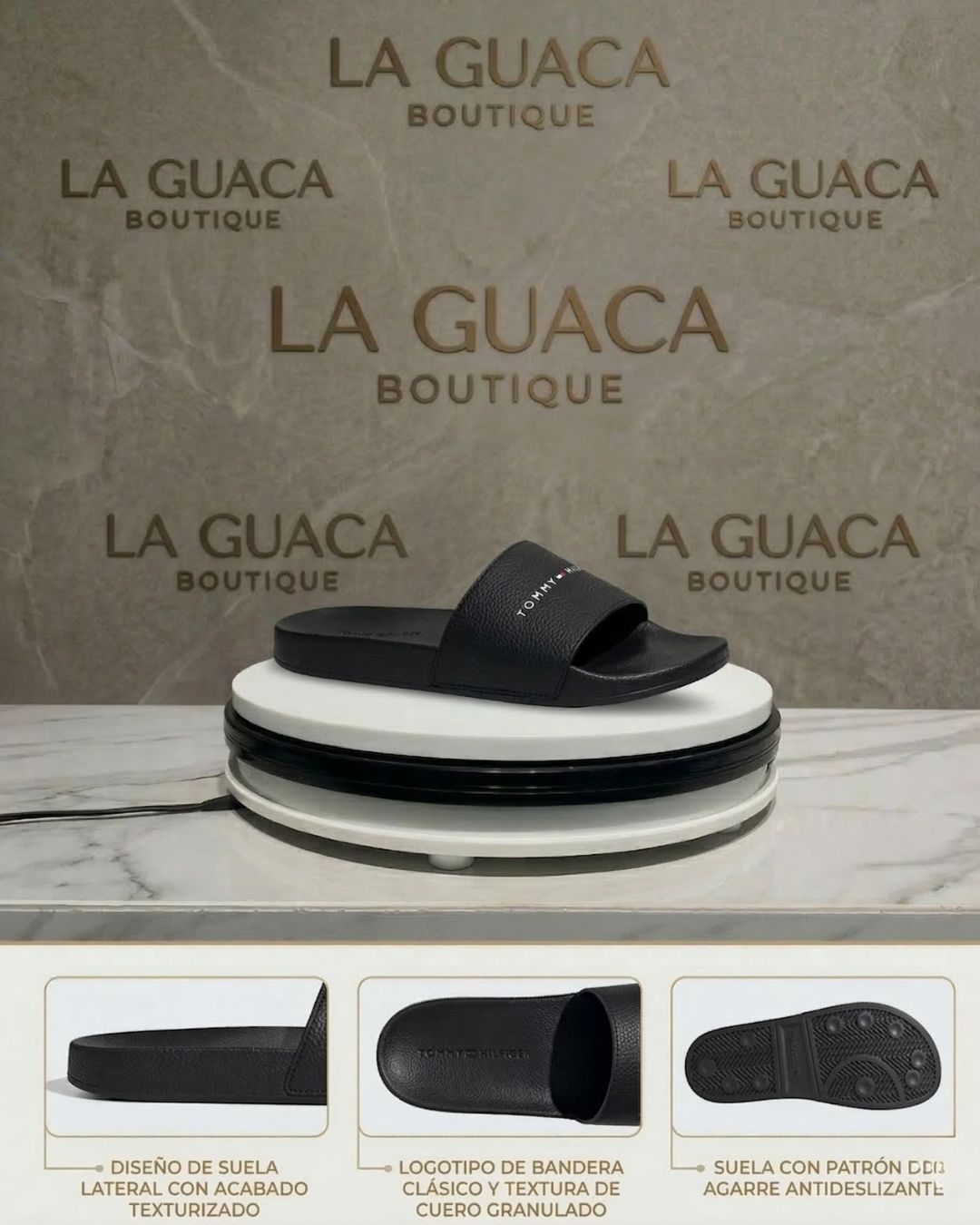 Sandalias Tommy Hilfiger Elevated Leather Style - Negro