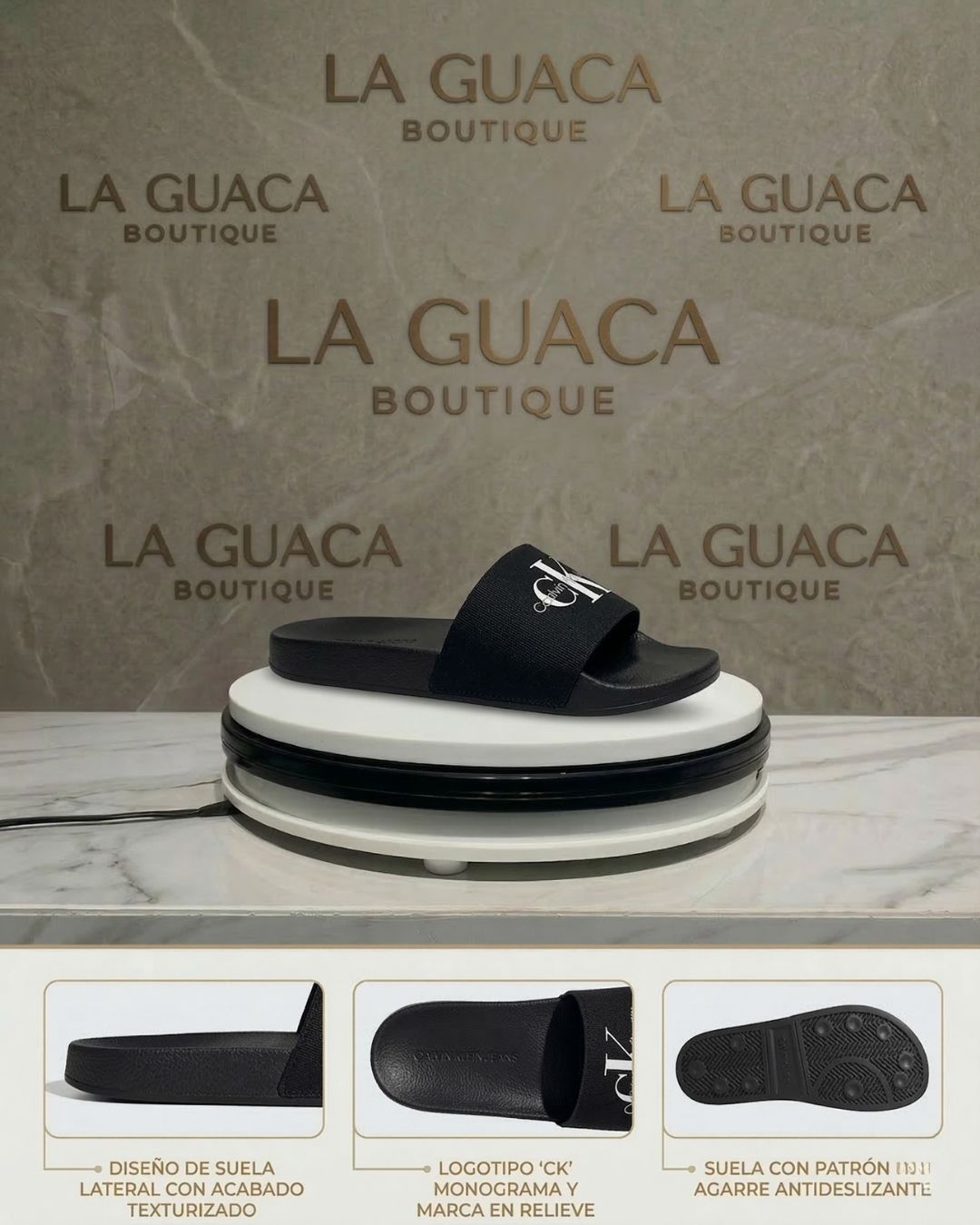 Sandalias Calvin Klein Jeans Monogram - Negro