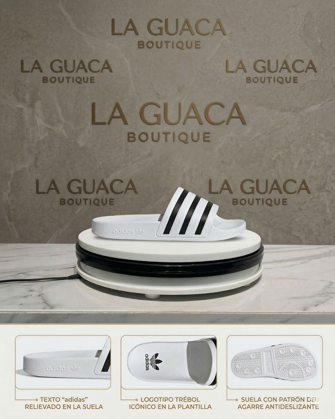 Sandalias Adidas Adilette Aqua - Blanco/Negro